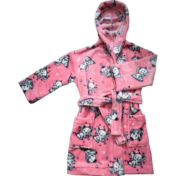 Dětský vzorovaný župan s kapucí SLŮNĚ z materiálu Wellsoft flanel fleece Hafatex