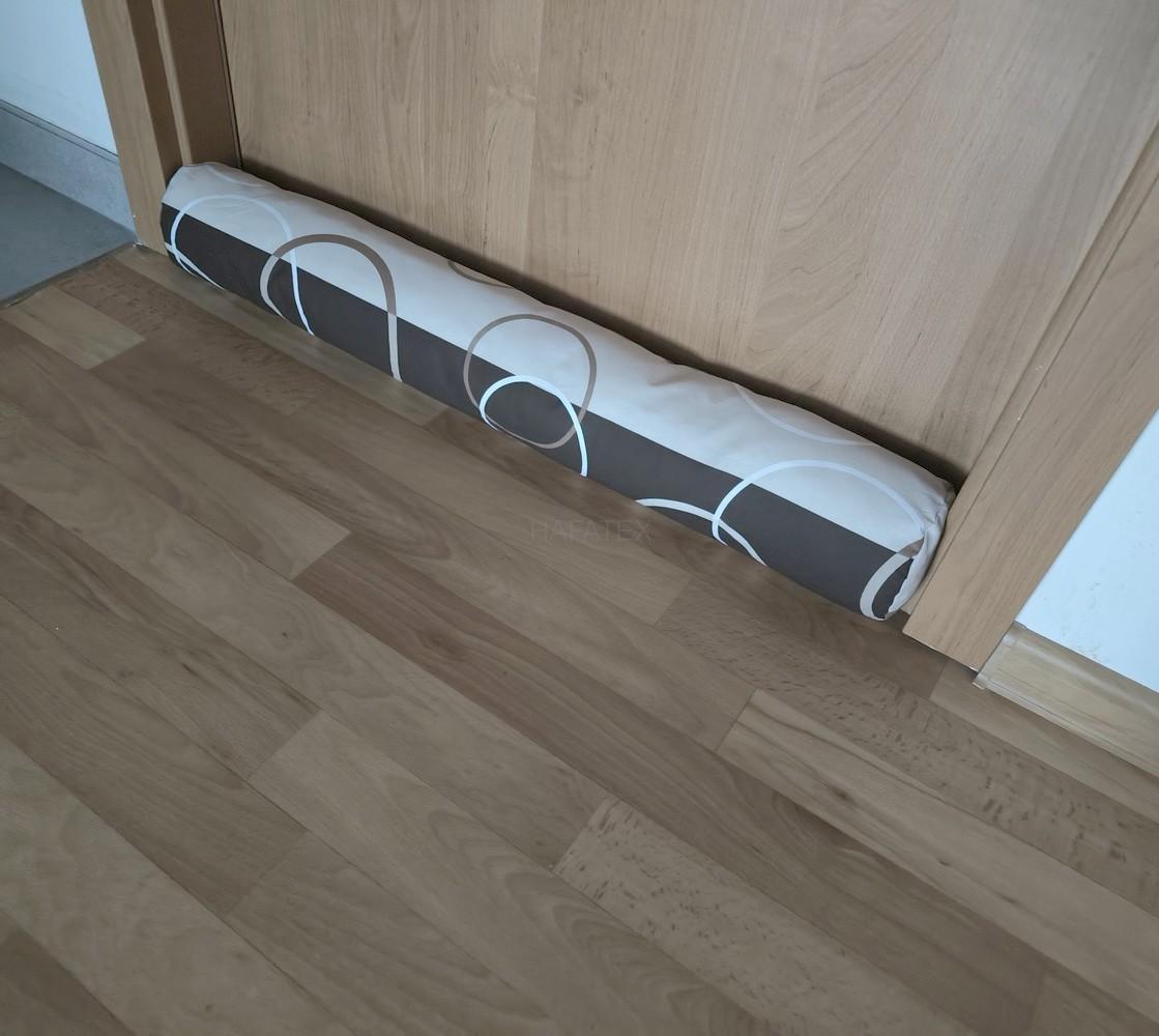 Polštář proti průvanu - válec i hranatý - Béžové kruhy