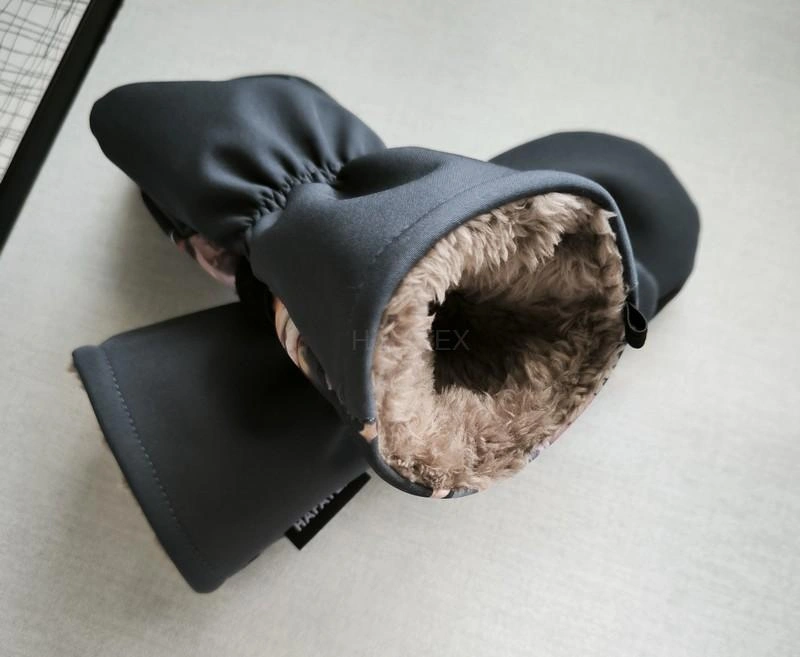 Hřejivý huňatý kožíšek uvnitř dětské softshellové rukavice Hafatex