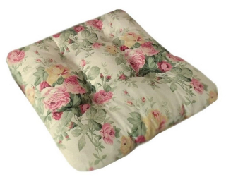 Sedák, polstr na židli prošívaný RŮŽE NA SMETANĚ