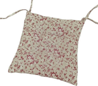 Sedák, polstr na židli prošívaný PARADIS červená kvítka