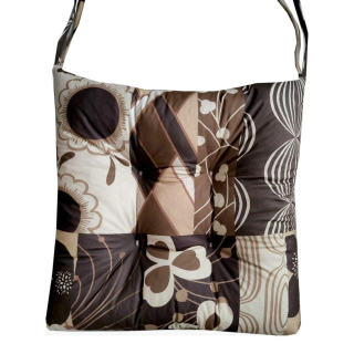 Sedák na židli prošívaný PATCHWORK HNĚDÝ /cena při objednání 6ks/