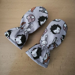 Softshellové rukavice palcové Zvířátka